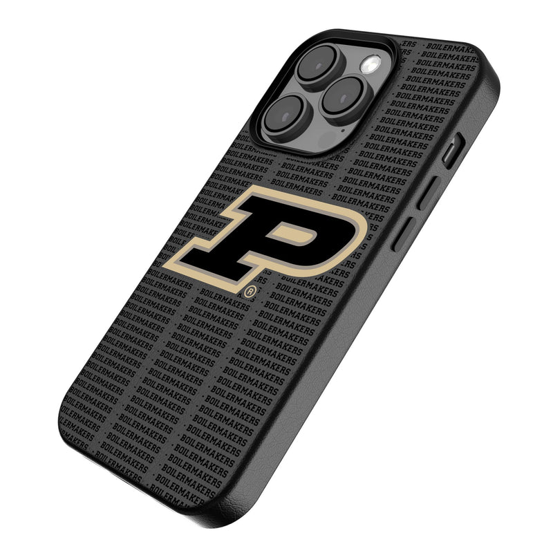 Purdue University Boilermakers Text Backdrop iPhone MagSafe Compatible Phone Case for Apple iPhone Iso.Jpg