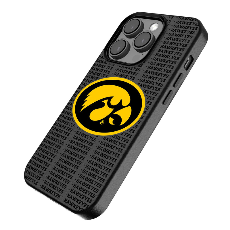 University of Iowa Hawkeyes Text Backdrop iPhone MagSafe Compatible Phone Case Iso.Jpg