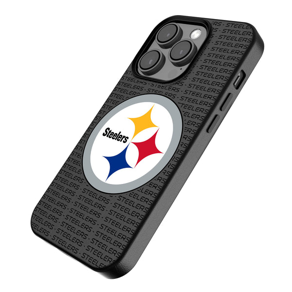 Pittsburgh Steelers Text Backdrop iPhone MagSafe Compatible Phone Case for Apple iPhone Iso.Jpg