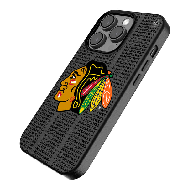 Chicago Blackhawks Text Backdrop iPhone MagSafe Compatible Phone Case for Apple iPhone Iso.Jpg