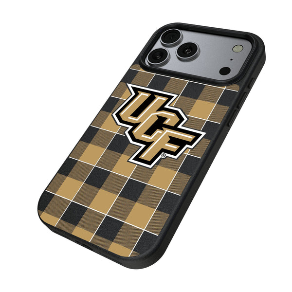 University of Central Florida Golden Knights Plaid iPhone MagSafe Compatible Phone Case for Apple iPhone Iso.Jpg