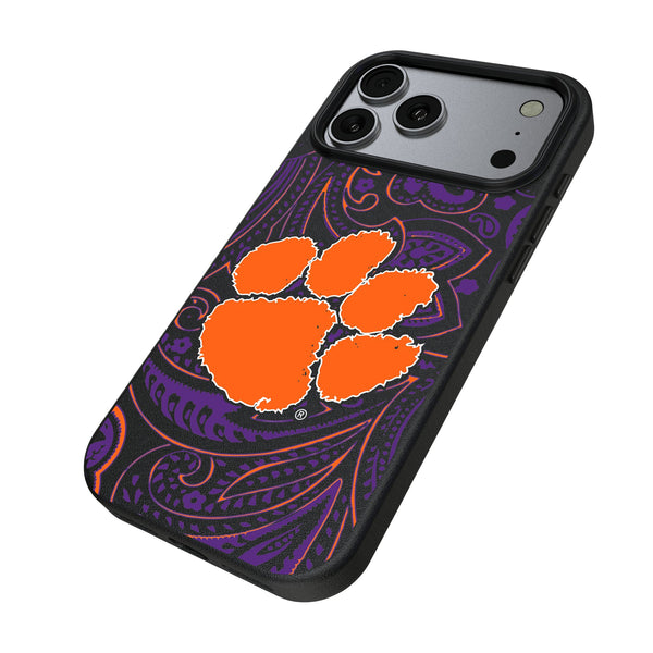 Clemson University Tigers Paisley iPhone MagSafe Compatible Phone Case for Apple iPhone Iso.Jpg