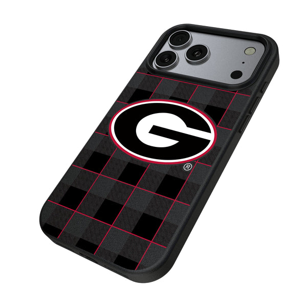 University of Georgia Bulldogs Plaid iPhone MagSafe Compatible Phone Case for Apple iPhone Iso.Jpg