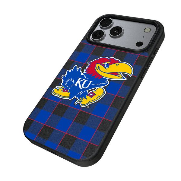 University of Kansas Jayhawks Plaid iPhone MagSafe Compatible Phone Case for Apple iPhone Iso.Jpg