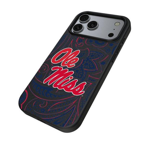University of Mississippi Rebels Paisley iPhone MagSafe Compatible Phone Case for Apple iPhone Iso.Jpg