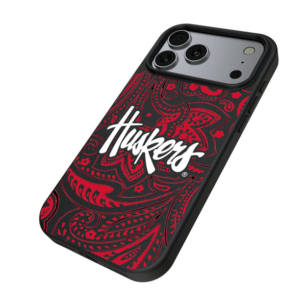 University of Nebraska Huskers Paisley iPhone MagSafe Compatible Phone Case for Apple iPhone Iso.Jpg