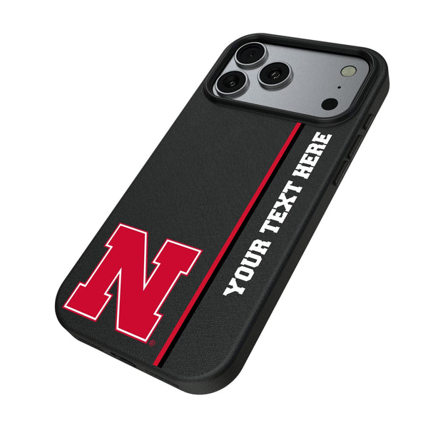 University of Nebraska Huskers Block N Personalized Sidebard iPhone MagSafe Compatible Phone Case for Apple iPhone Iso.Jpg