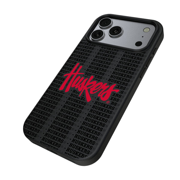 University of Nebraska Huskers Text Backdrop iPhone MagSafe Compatible Phone Case for Apple iPhone Iso.Jpg
