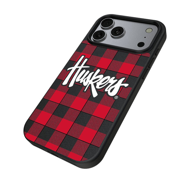 University of Nebraska Huskers Plaid iPhone MagSafe Compatible Phone Case for Apple iPhone Iso.Jpg
