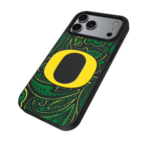 University of Oregon Ducks Paisley iPhone MagSafe Compatible Phone Case for Apple iPhone Iso.Jpg