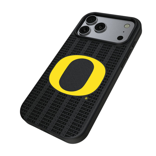 University of Oregon Ducks Text Backdrop iPhone MagSafe Compatible Phone Case for Apple iPhone Iso.Jpg