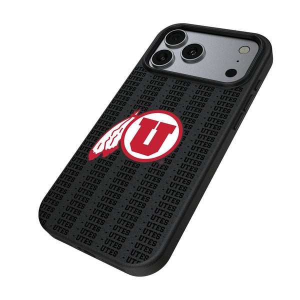 University of Utah Utes Text Backdrop iPhone MagSafe Compatible Phone Case for Apple iPhone Iso.Jpg