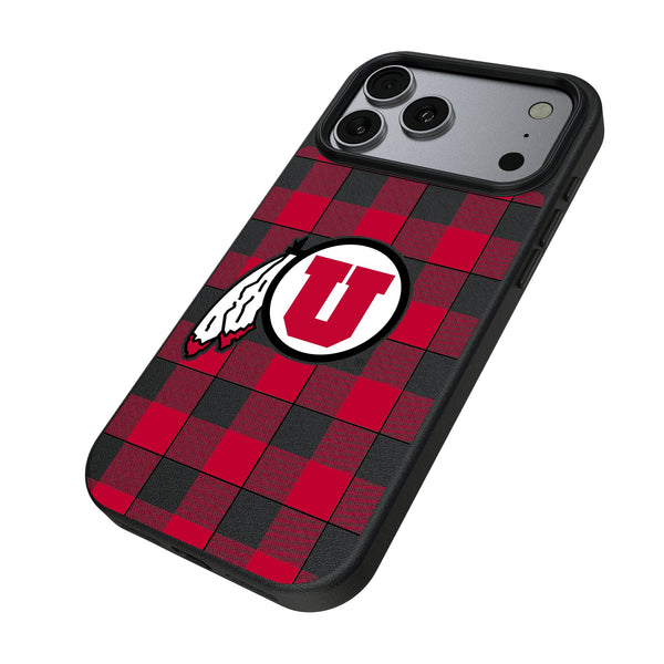University of Utah Utes Plaid iPhone MagSafe Compatible Phone Case for Apple iPhone Iso.Jpg