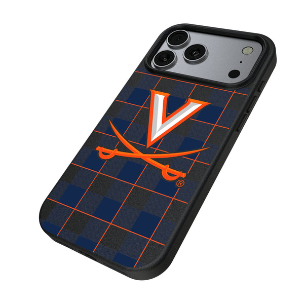 University of Virginia Cavaliers Plaid iPhone MagSafe Compatible Phone Case for Apple iPhone Iso.Jpg