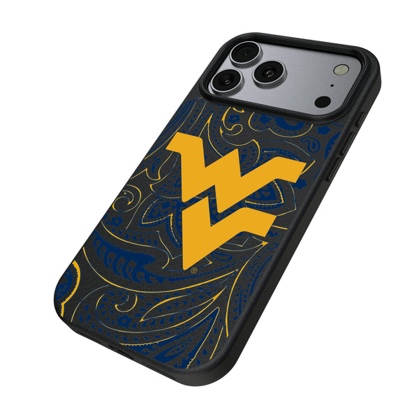 West Virginia University Mountaineers Paisley iPhone MagSafe Compatible Phone Case for Apple iPhone Iso.Jpg