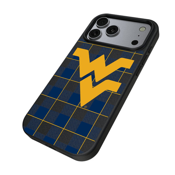 West Virginia University Mountaineers Plaid iPhone MagSafe Compatible Phone Case for Apple iPhone Iso.Jpg