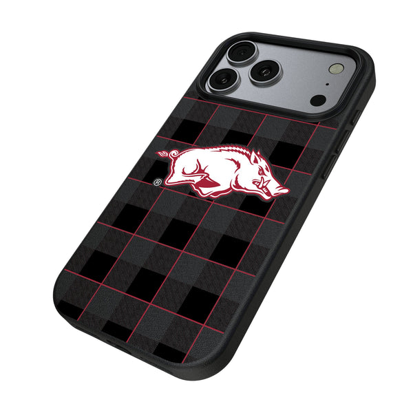 University of Arkansas Fayetteville Razorbacks Plaid iPhone MagSafe Compatible Phone Case for Apple iPhone Iso.Jpg