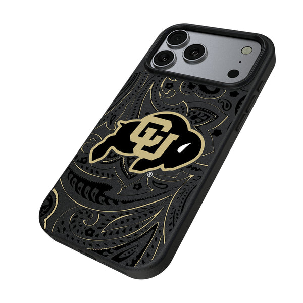 University of Colorado Buffaloes Paisley iPhone MagSafe Compatible Phone Case for Apple iPhone Iso.Jpg
