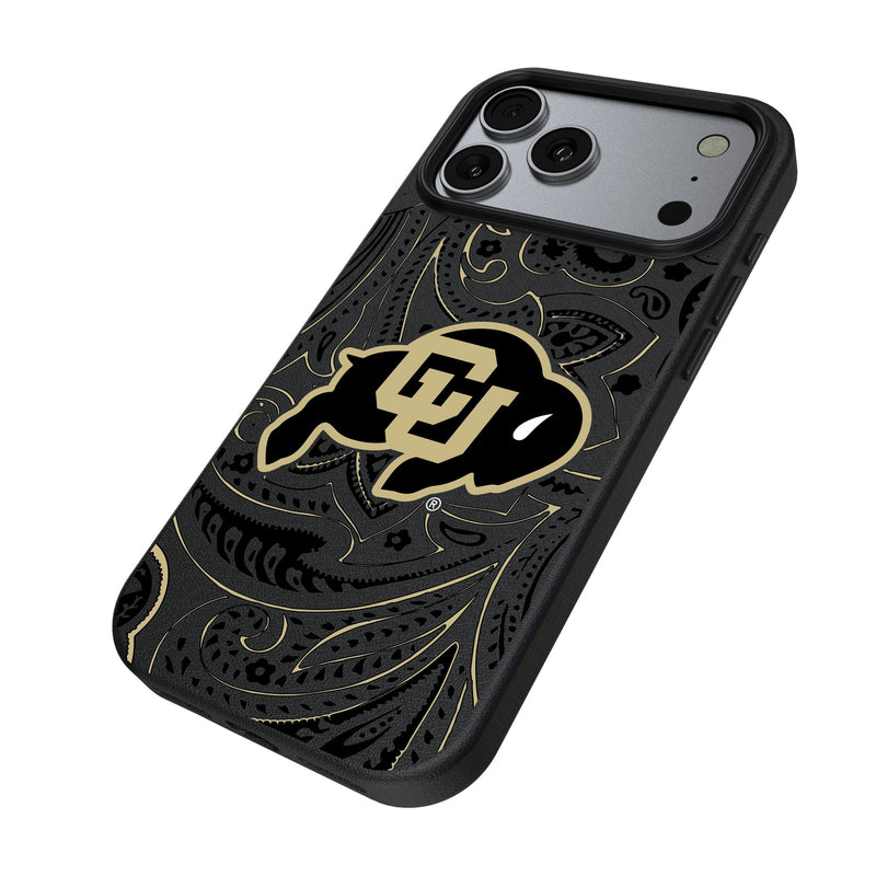 University of Colorado Buffaloes Paisley iPhone MagSafe Compatible Phone Case for Apple iPhone Iso.Jpg
