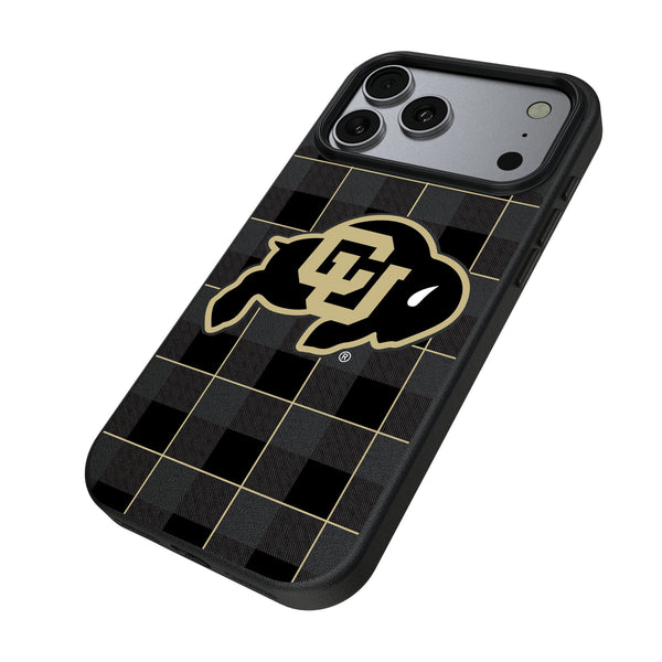 University of Colorado Buffaloes Plaid iPhone MagSafe Compatible Phone Case for Apple iPhone Iso.Jpg