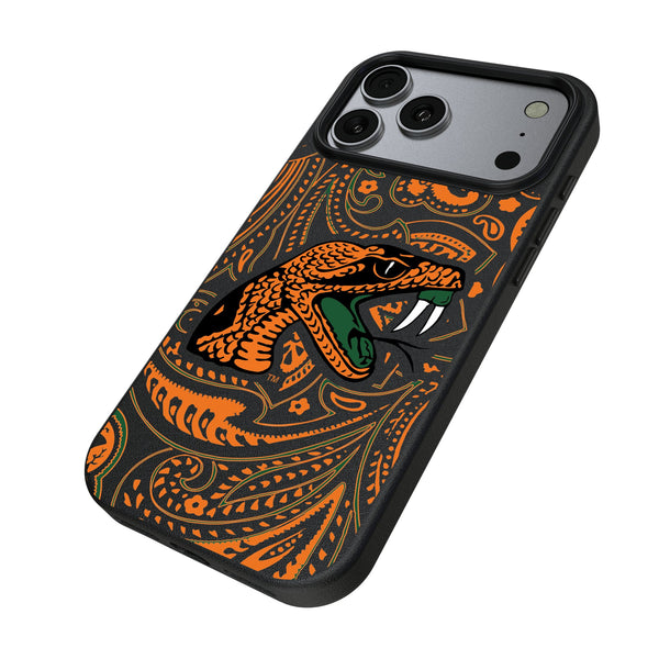 Florida A&M University Rattlers Paisley iPhone MagSafe Compatible Phone Case for Apple iPhone Iso.Jpg