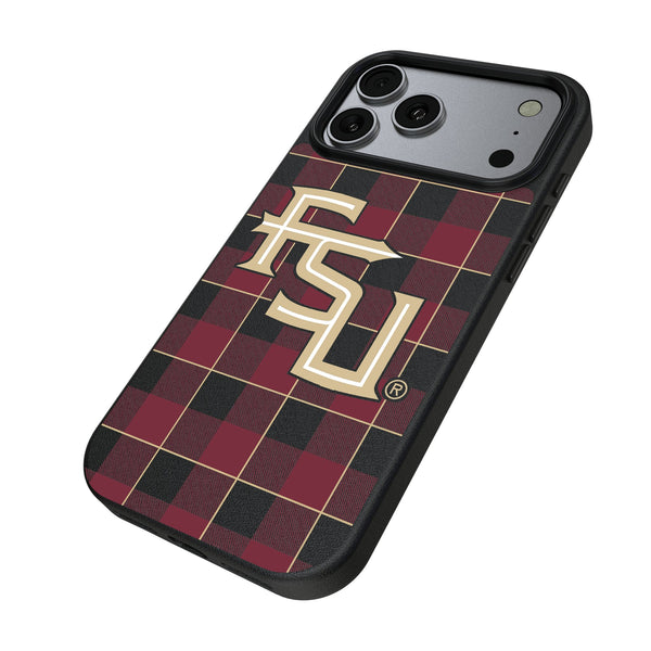 Florida State University Seminoles Athletic Wordmark Plaid iPhone MagSafe Compatible Phone Case for Apple iPhone Iso.Jpg