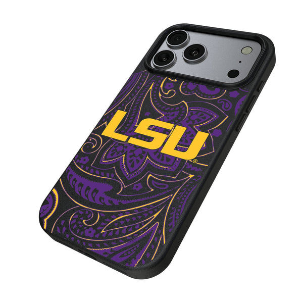 Louisiana State University Tigers Paisley iPhone MagSafe Compatible Phone Case for Apple iPhone Iso.Jpg