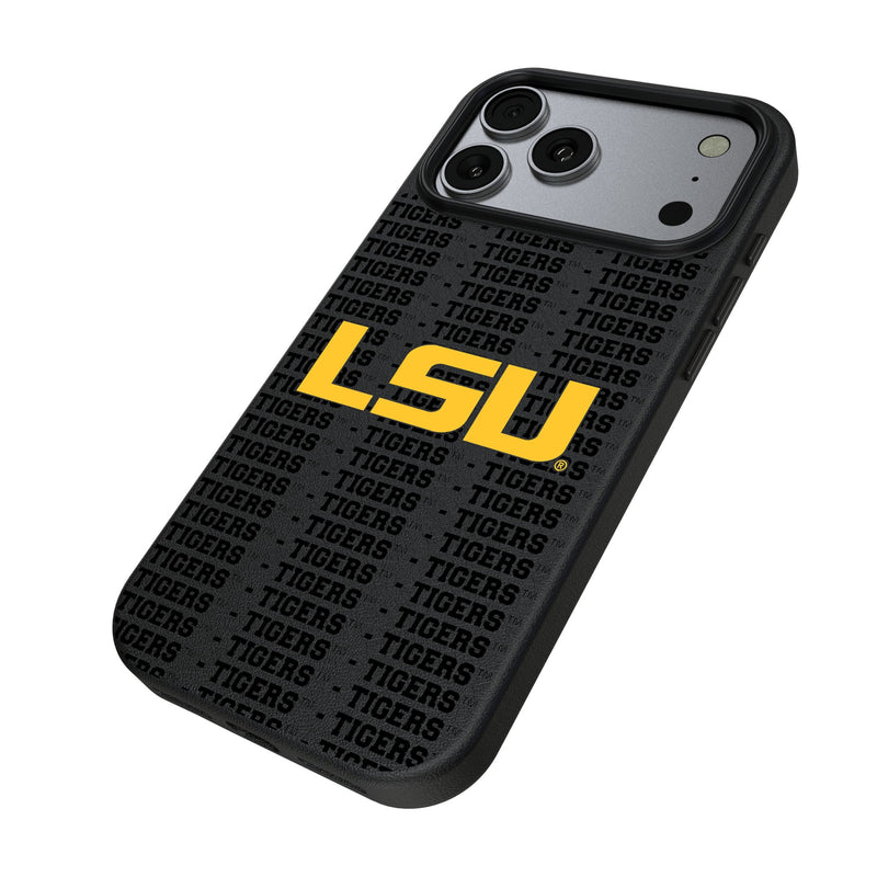 Louisiana State University Tigers Text Backdrop iPhone MagSafe Compatible Phone Case for Apple iPhone Iso.Jpg