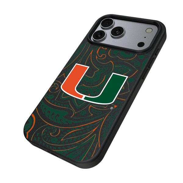 University of Miami Hurricanes Paisley iPhone MagSafe Compatible Phone Case for Apple iPhone Iso.Jpg