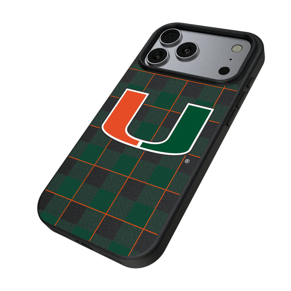 University of Miami Hurricanes Plaid iPhone MagSafe Compatible Phone Case for Apple iPhone Iso.Jpg