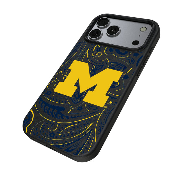 University of Michigan Wolverines Paisley iPhone MagSafe Compatible Phone Case for Apple iPhone Iso.Jpg