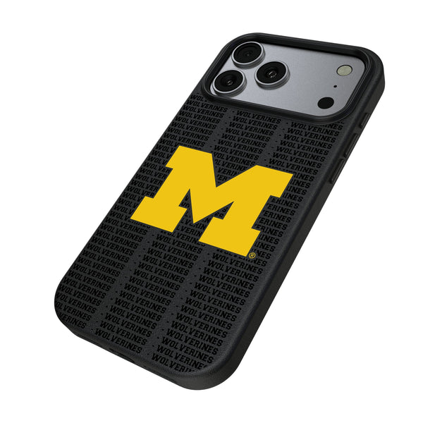 University of Michigan Wolverines Text Backdrop iPhone MagSafe Compatible Phone Case for Apple iPhone Iso.Jpg
