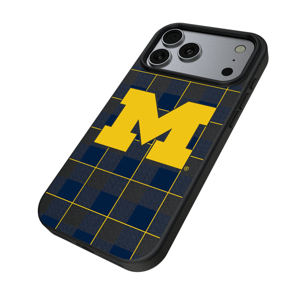 University of Michigan Wolverines Plaid iPhone MagSafe Compatible Phone Case for Apple iPhone Iso.Jpg