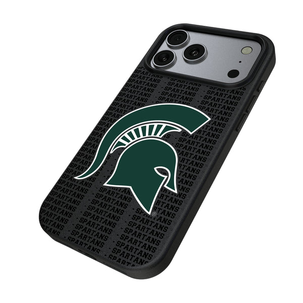 Michigan State University Spartans Text Backdrop iPhone MagSafe Compatible Phone Case for Apple iPhone Iso.Jpg