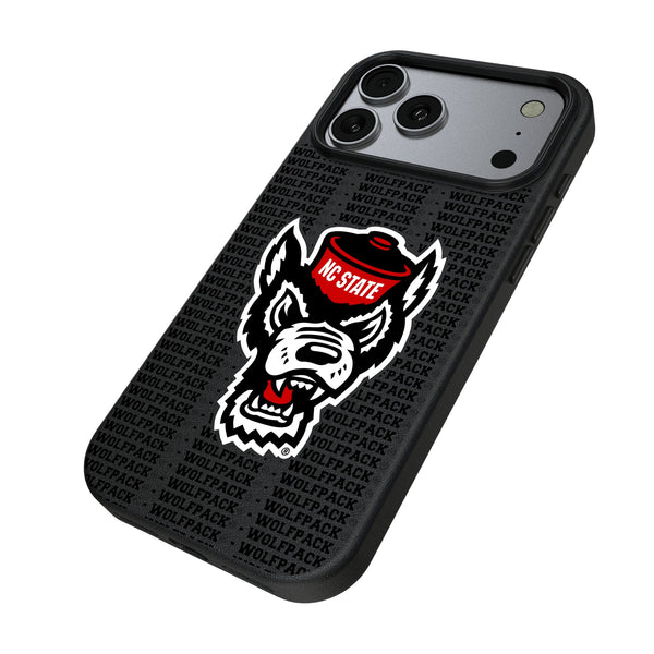 North Carolina State University Wolfpack Text Backdrop iPhone MagSafe Compatible Phone Case for Apple iPhone Iso.Jpg