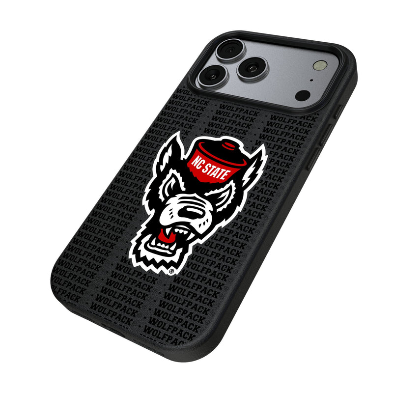 North Carolina State University Wolfpack Text Backdrop iPhone MagSafe Compatible Phone Case for Apple iPhone Iso.Jpg