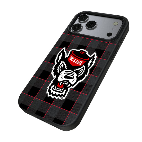 North Carolina State University Wolfpack Plaid iPhone MagSafe Compatible Phone Case for Apple iPhone Iso.Jpg