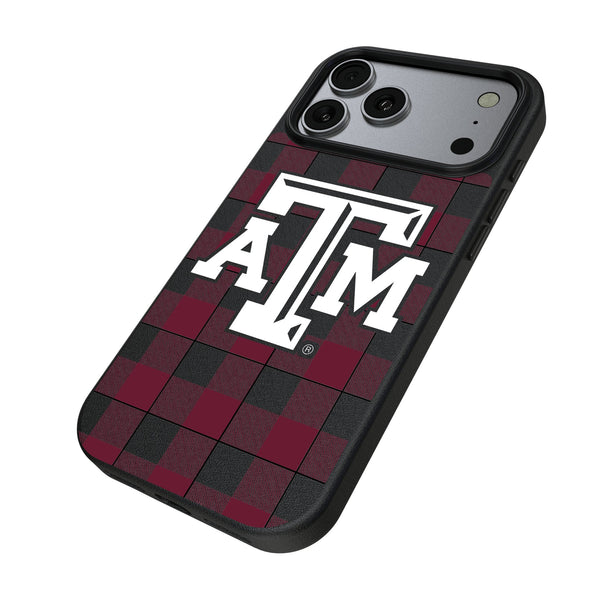 Texas A&M University Aggies Plaid iPhone MagSafe Compatible Phone Case for Apple iPhone Iso.Jpg