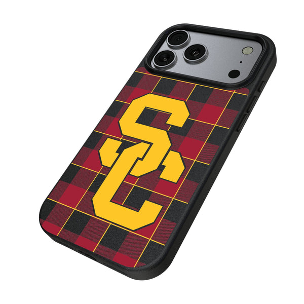 University of Southern California Trojans Plaid iPhone MagSafe Compatible Phone Case for Apple iPhone Iso.Jpg