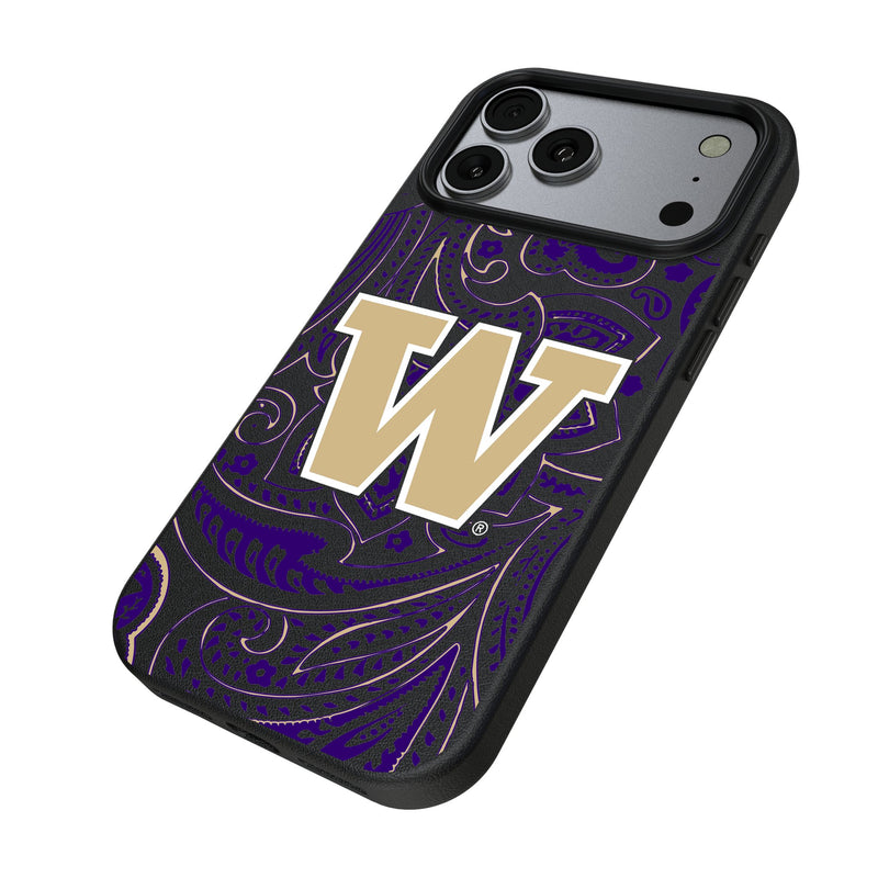University of Washington Huskies Paisley iPhone MagSafe Compatible Phone Case for Apple iPhone Iso.Jpg