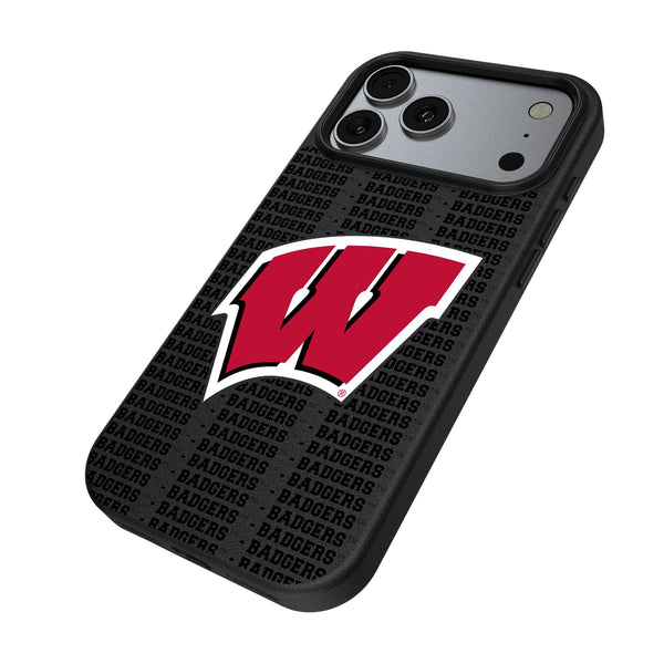 University of Wisconsin Badgers Text Backdrop iPhone MagSafe Compatible Phone Case for Apple iPhone Iso.Jpg
