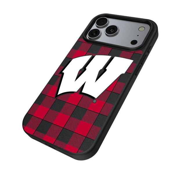 University of Wisconsin Badgers Plaid iPhone MagSafe Compatible Phone Case for Apple iPhone Iso.Jpg