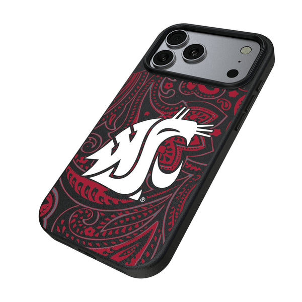 Washington State University Cougars Paisley iPhone MagSafe Compatible Phone Case for Apple iPhone Iso.Jpg
