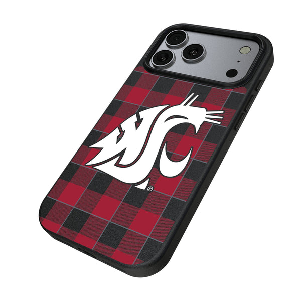Washington State University Cougars Plaid iPhone MagSafe Compatible Phone Case for Apple iPhone Iso.Jpg