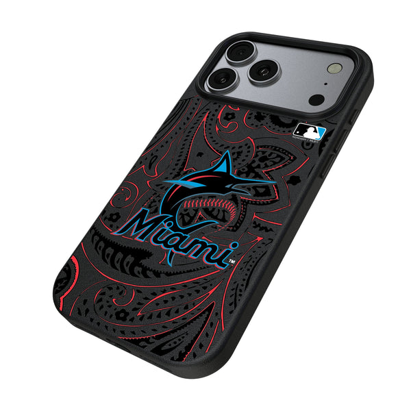 Miami Marlins Paisley iPhone MagSafe Compatible Phone Case for Apple iPhone Iso.Jpg