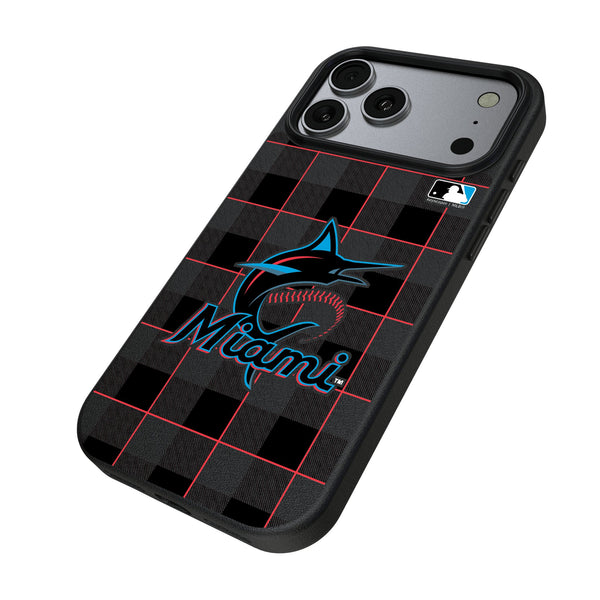 Miami Marlins Plaid iPhone MagSafe Compatible Phone Case for Apple iPhone Iso.Jpg