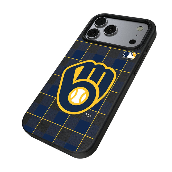 Milwaukee Brewers Plaid iPhone MagSafe Compatible Phone Case for Apple iPhone Iso.Jpg