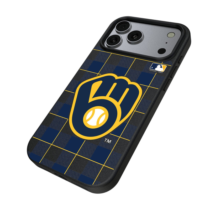 Milwaukee Brewers Plaid iPhone MagSafe Compatible Phone Case for Apple iPhone Iso.Jpg
