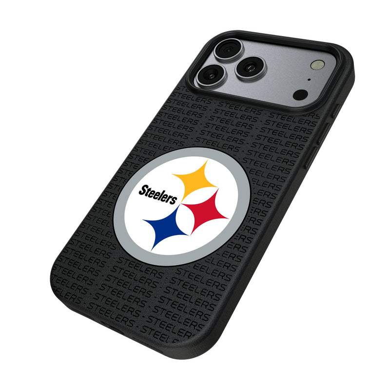 Pittsburgh Steelers Text Backdrop iPhone MagSafe Compatible Phone Case for Apple iPhone Iso.Jpg