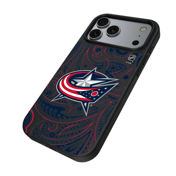 Columbus Blue Jackets Paisley iPhone MagSafe Compatible Phone Case for Apple iPhone Iso.Jpg